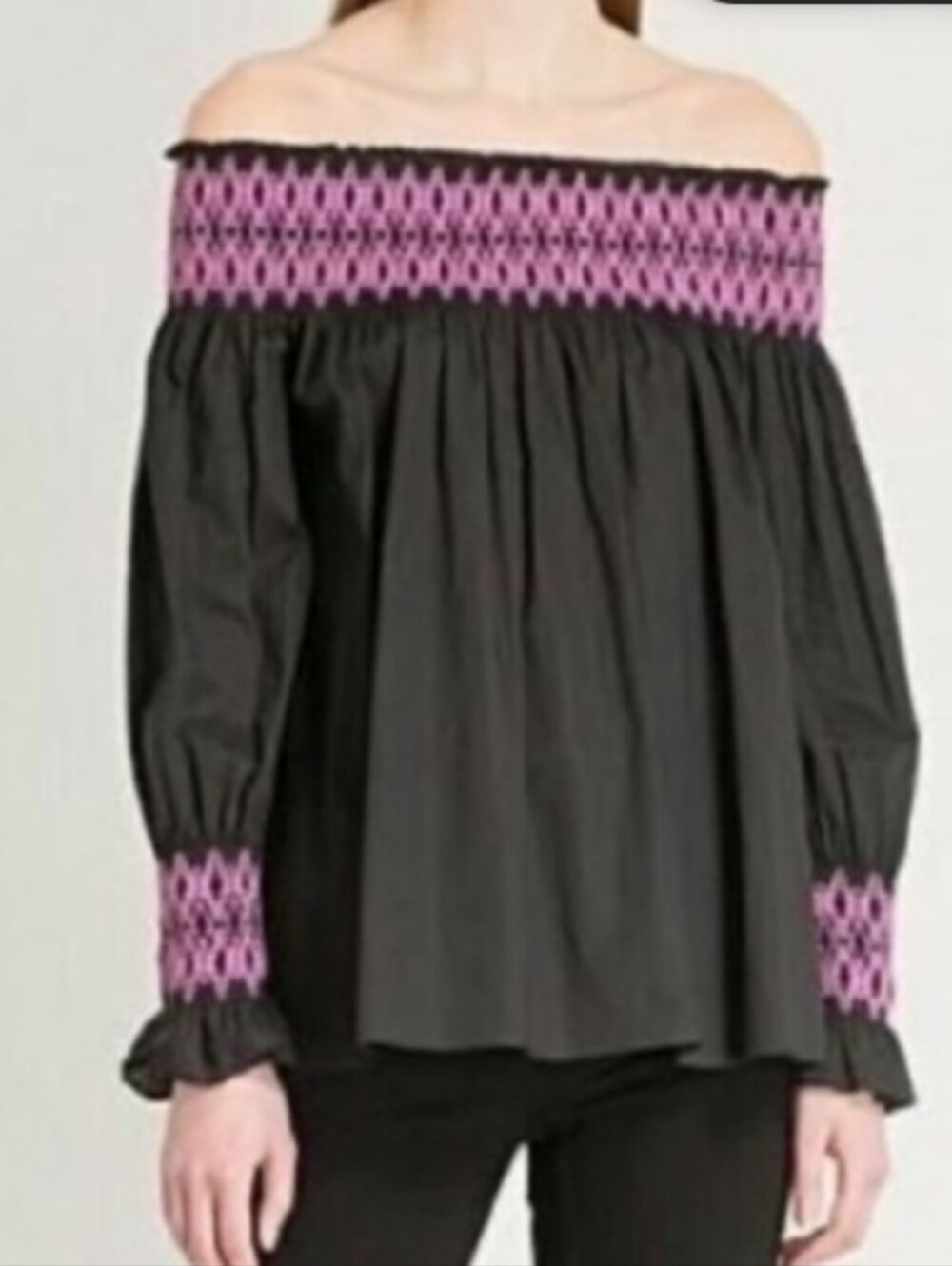 Maje Lafour Smocked Off The Shoulder Top Size 1
